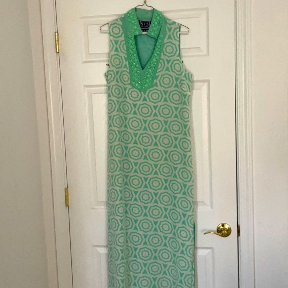 Silk maxi beaded tunic